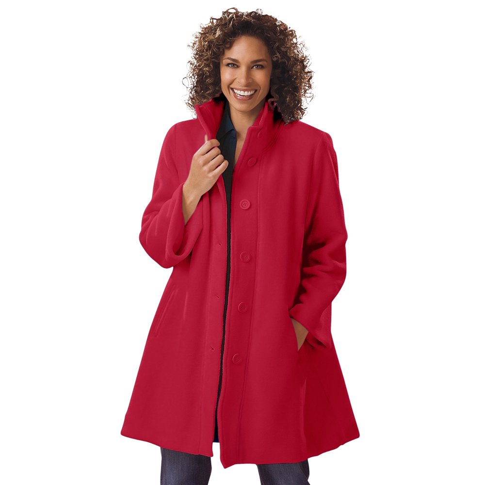 Woman Within Woman Within Women's Plus Size Fleece Swing FunnelNeck Coat Coat