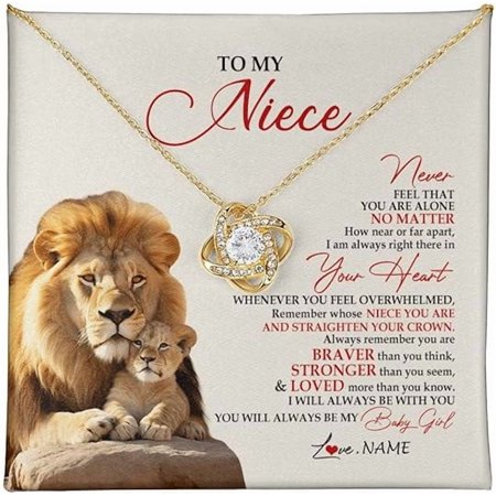 Personalized To My Niece Necklace From Aunt Auntie Uncle Not Even Time Floral Niece Birthday Graduation Christmas with Customized Message Card and Gift Box Love Knot Necklace