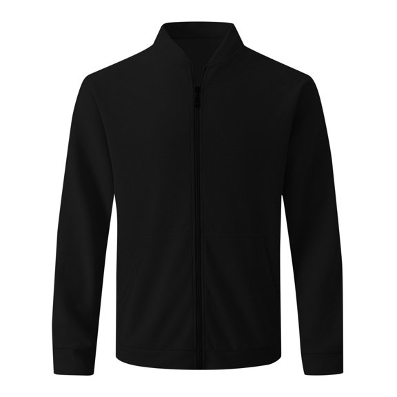 CONZONE Men's Casual Jacket Full Zip Up Waffle Jacket for Men Lightweight Solid Fall Business Jackets With Pockets