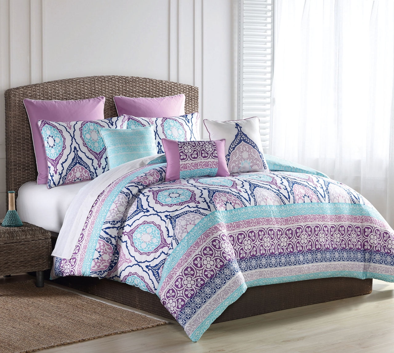 12 Piece Raquel Turquoise/Purple Bed in a Bag Set ...