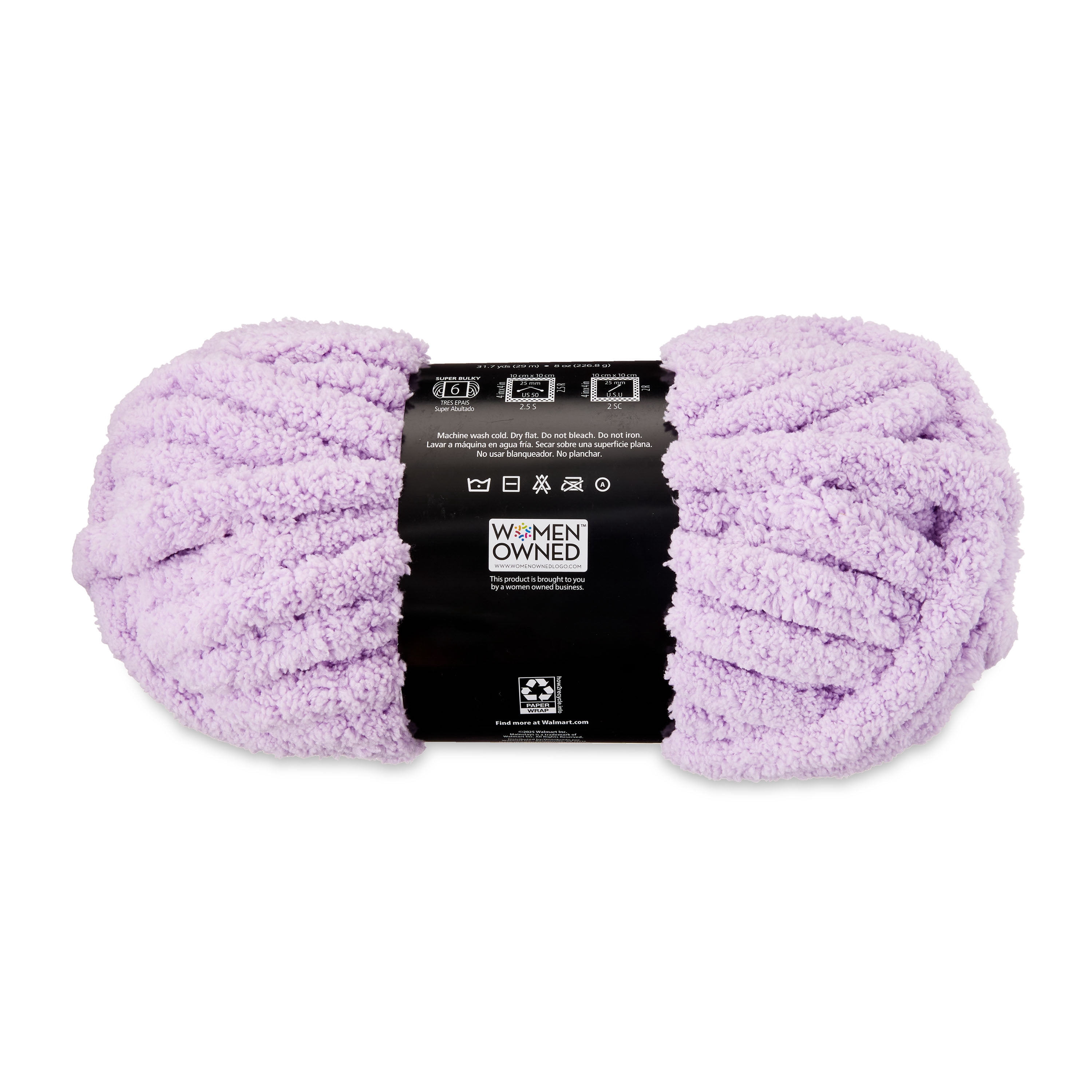 Mainstays Chunky Chenille Yarn, 31.7 yd, Lilac, 100% Polyester, Super Bulky