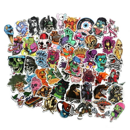 Horror Stickers Pack 100pcs, Vinyl Punk Stickers, Horror Stickers for Water Bottle Helmet Laptop, Horror Gifts for Adults Teens, Car Luggage Bicycle Motorcycle Computer Skateboard Decals
