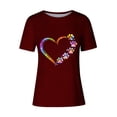 thumbnail image 4 of Lilgiuy National Pet Day Dog Paw Love Heart Print T-Shirt for Women Summer Short Sleeve Graphic Tee Shirts Blouse Colorful Dog Mom Tee Tops Casual Crewneck Tees(Wine,S), 4 of 4