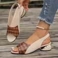 thumbnail image 3 of Dress Sandals for Women Ladies 2025 Summer Trendy Leather Peep Toe Chunky Mid Heel Slingback Dressy Shoes, 3 of 7