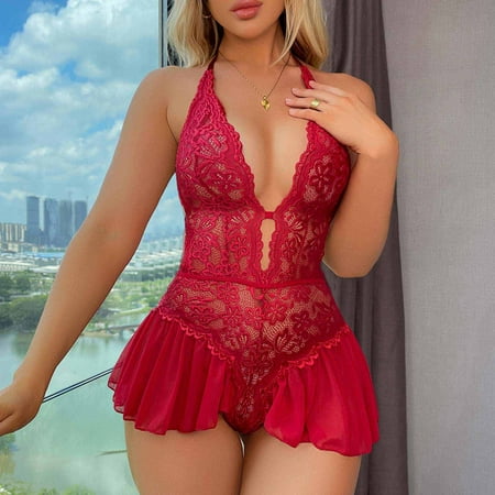 

Raeneomay Discount Clearance Ladies Black Dot Mesh Lace Suit Passion Clothes Temptation Plus Size