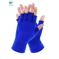 thumbnail image 2 of Deago 1 Pairs Winter Half Finger Gloves Knitted Fingerless Mittens Warm Stretchy Gloves for Men and Women (Blue), 2 of 8