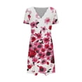 thumbnail image 4 of Robe d'Été Décontractée pour Femmes, Robe à Manches Courtes pour Femmes, Mode Féminine Couleur Unie Robe Mi-Mollet à Manches Courtes Col en V, 4 of 5