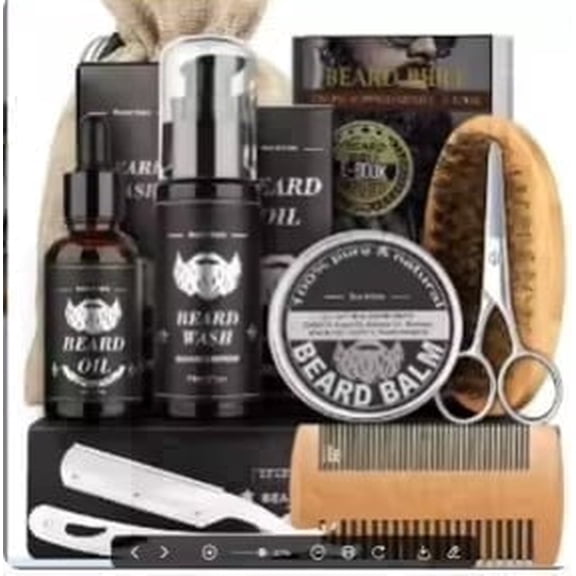 100% Pure Natural Premium Luxury Beard Grooming Kit-8 Piece-Beard Care and Grooming, Birthday or Father's Day Gift.