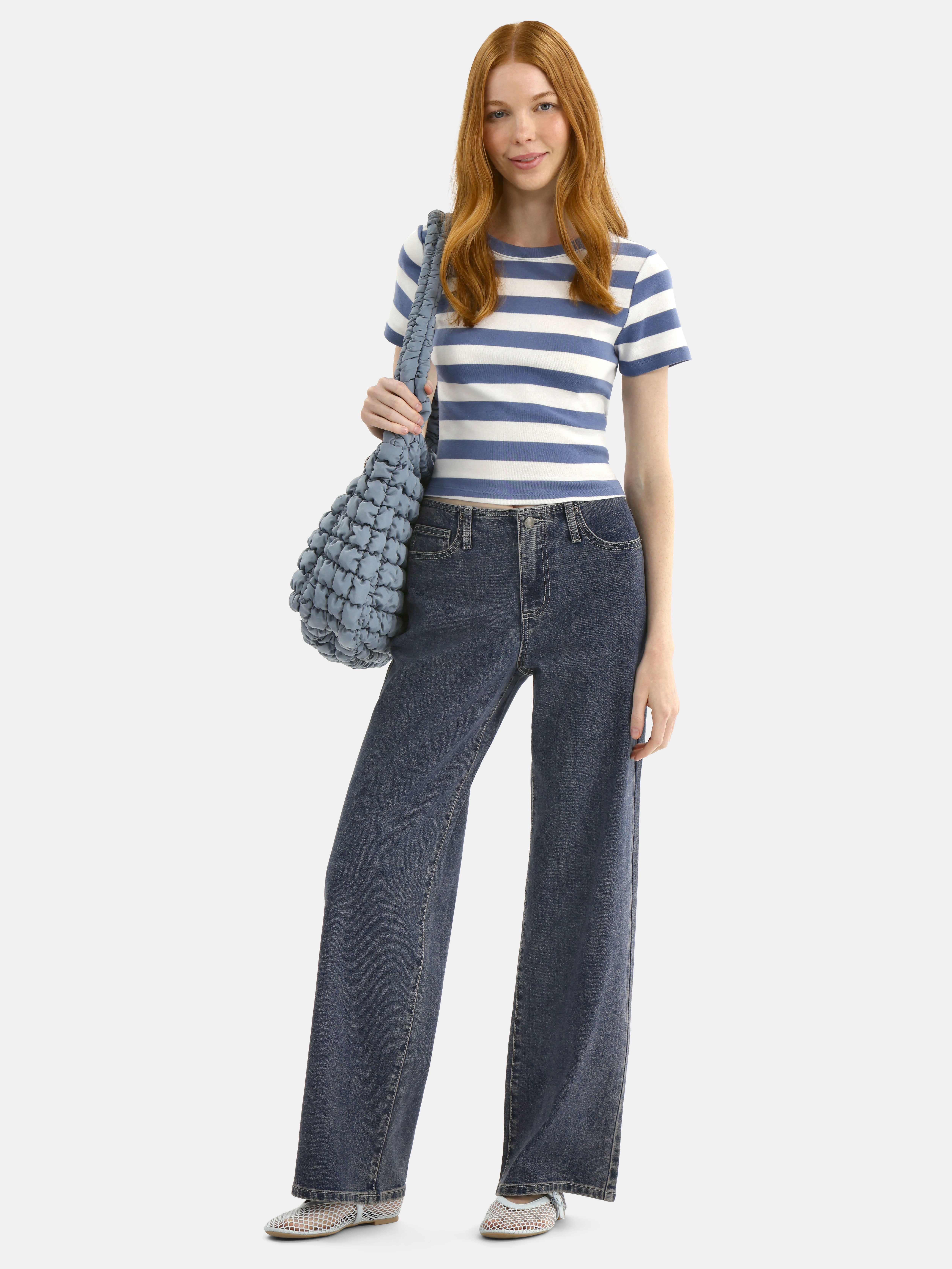 No Boundaries Mid-Rise Baggy Wide Leg Jeans, 31.5'' Inseam, Women's