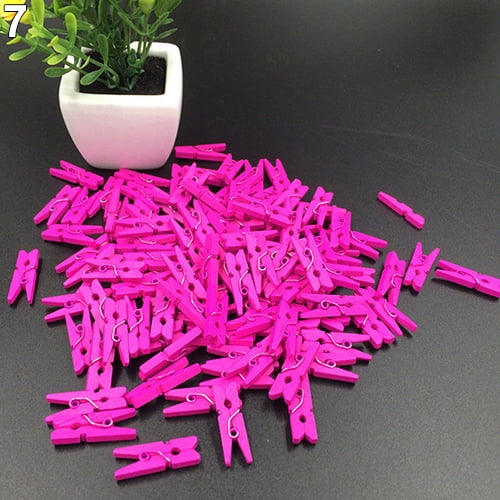 Ayyufe 100Pcs Mini Multicolor Wooden Clothes Photo Paper Peg Clothespin Craft Clips
