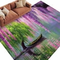 thumbnail image 6 of Purple Vine Flowers Area Rug 6x9 Washable Rug Non Slip Spring Tree Lake Boat Retro Oil Painting Large Area Rug Soft Stainresistant Indoor Floor Carpet for Living Room Bedroom Home Office Dining Room, 6 of 8