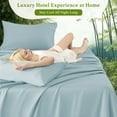 thumbnail image 4 of Baauye Cozy Bamboo Sheets Set, 4-Piece King Sheet Set with 16" Deep Pockets, Soft and Breathable Bed Sheets, Spa Blue, 4 of 7