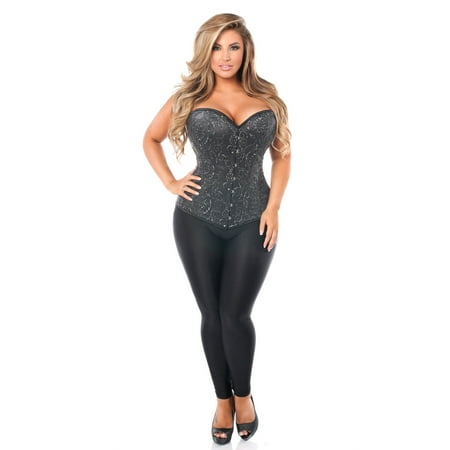 

Plus Size Black Embroidered Steel Boned Corset Plus Size Embroidered Corset