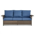 thumbnail image 3 of PARKWELL Wicker Outdoor 3 Seater Sofa,Patio Rattan Couch with Cushions Deep Seat,Navy, 3 of 10