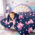 thumbnail image 3 of Manfei Colorful Axolotl Queen Comforter Set,Watercolor Amphibian Comforter Sets Queen,Navy Blue Reversible,3pcs,1 Comforter and 2 Pillowcases, 3 of 7