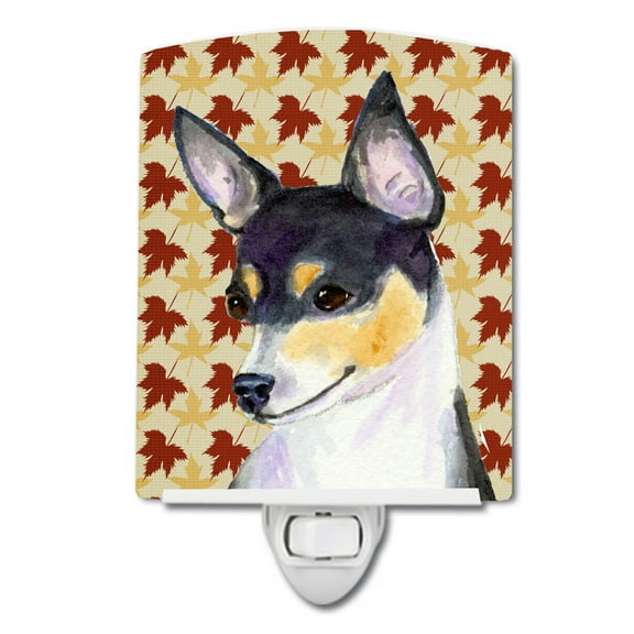 Caroline's Treasures SS4338CNL Chihuahua Fall Leaves Portrait Ceramic Night Light, 6x4x3", multicolor