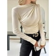 thumbnail image 4 of Pleated slim long-sleeved top bodysuits, 4 of 4