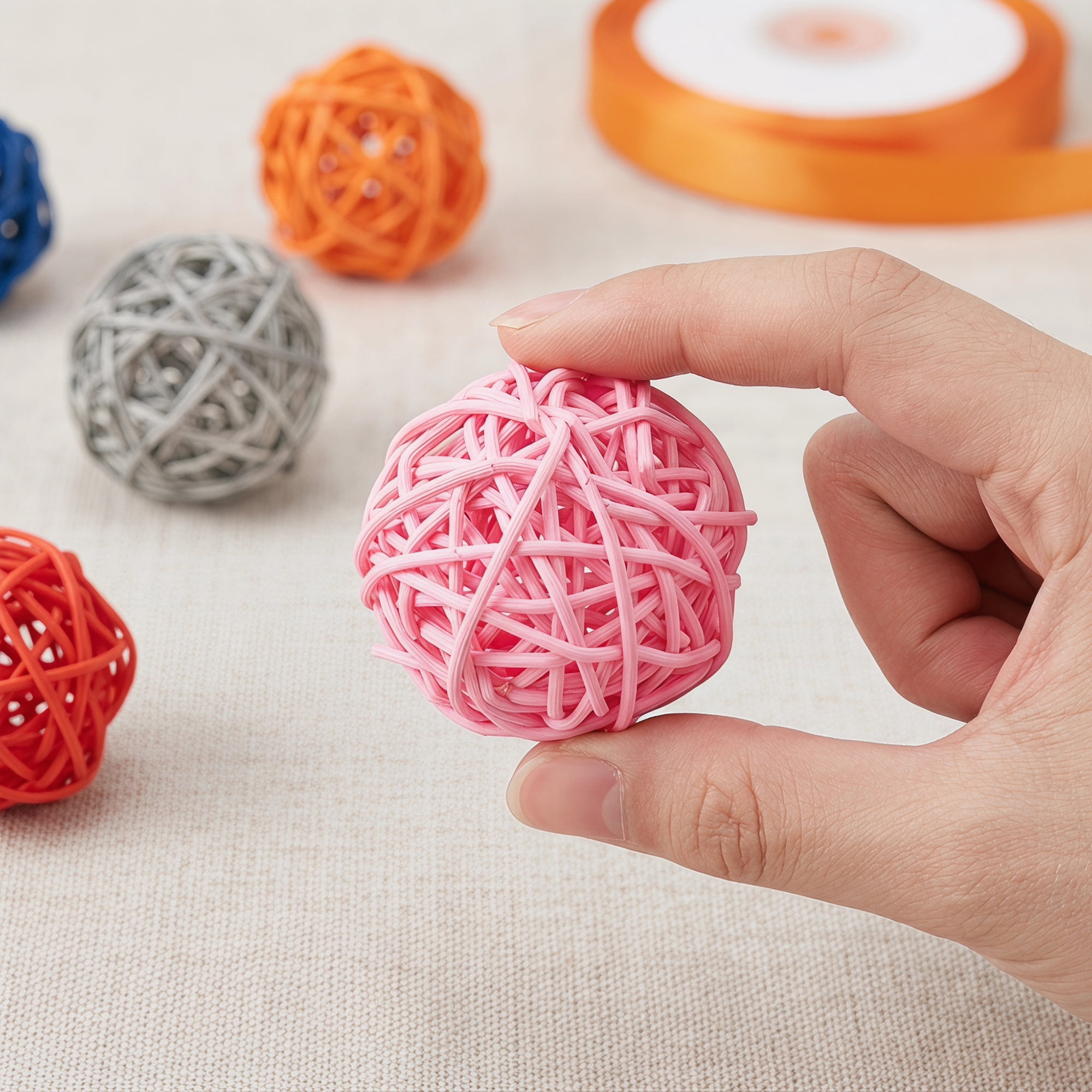 Unique Bargains 10Pcs Rattan Balls for Lights Wicker Spheres Orbs Multicolor 2"x2"x2"