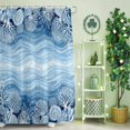 thumbnail image 2 of Shower Curtain, Watercolor Marine Coral Shell Waterproof Shower Curtain Set with Hooks for Bathroom Showers,Stalls and Bathtubs,36x72In Abstract Ocean Wave Conch, 2 of 9