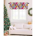 thumbnail image 7 of Valances for Windows, Morocco Boho Colorful Floral Geometric Lattice Distressed Rod Pocket Short Window Valance Curtains Holiday Window Treatment for Kitchen Living Room Bathroom, 60"x18", 7 of 7