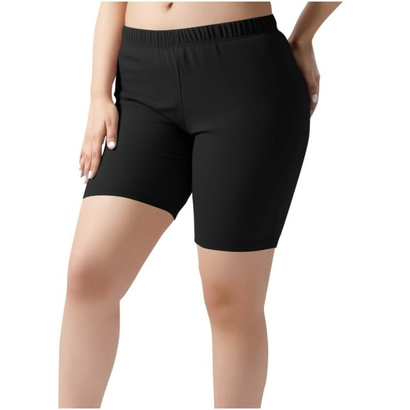 Besolor Womens Plus Size Yoga Shorts Summer Elastic High Waist Stretchy Workout Athletic Gym Biker Shorts