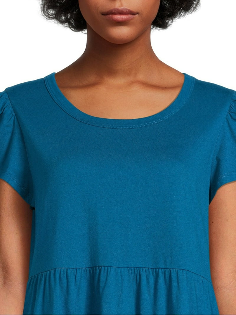 Time and Tru women's Tiered Knit Dress 100% Cotton - Walmart.com
