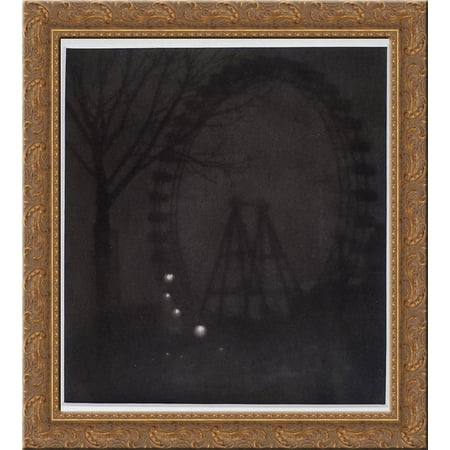 Ferris Wheel in the Tuileries 24x20 Gold Ornate Wood Framed Canvas Art by Pierre Dubreuil