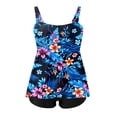 thumbnail image 4 of Plus Size One Piece Swimsuit Floral Print Tankini Style with Supportive Underwire and Adjustable Heart Neckline Straps Blue1 XXXXL, 4 of 4