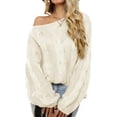thumbnail image 1 of Pulls Femmes Robe Oversize Manches Longues Sexy hors Épaule Couleur Bloc Pull Pull Tops, 1 of 6