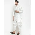 thumbnail image 6 of eloria Men's Traditional White Dupion Silk Kurta with Dhoti Pant Set, 6 of 7