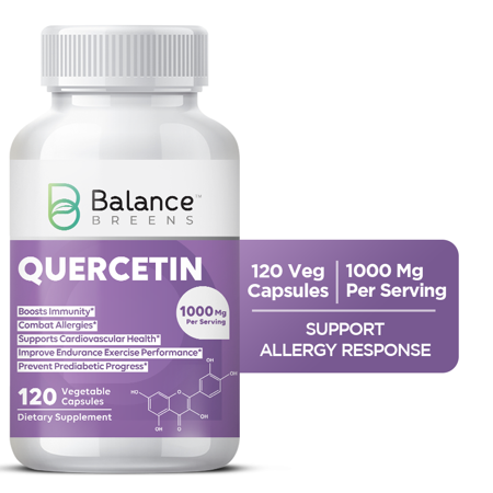 Balance Breens Quercetin 1000mg Supplement - 120 Veg Capsules - Supports Cardiovascular Health