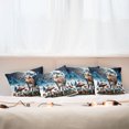 thumbnail image 5 of Ambesonne Rustic Throw Pillow Cover Pack of 4, Ethnic Night Woods Moon Cow, 4 Pcs-18" x 18", Petrol Blue and Burnt Sienna, 5 of 5