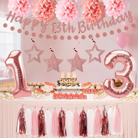 51Pieces Frozen Birthday Party Decorations 1Banner 15Balloons 1Cake Topper 24Cupcake Toppers 8Hanging Swirl 2Foil Balloons for Kids Birthday Party Supplies