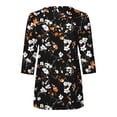 thumbnail image 4 of 3/4 Sleeve Blouses for Women Vintage Floral Print Shirt Quarter Zip Mock Neck Top Dressy Casual Summer Outfits Blusas Elegantes Para Mujer, 4 of 5