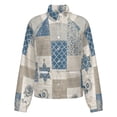 thumbnail image 5 of Jackets for Women Winter Coat Jackets Flannel Stand Collar Jacket(Blue Floral Patchwork Design,Size:S-4XL), 5 of 7