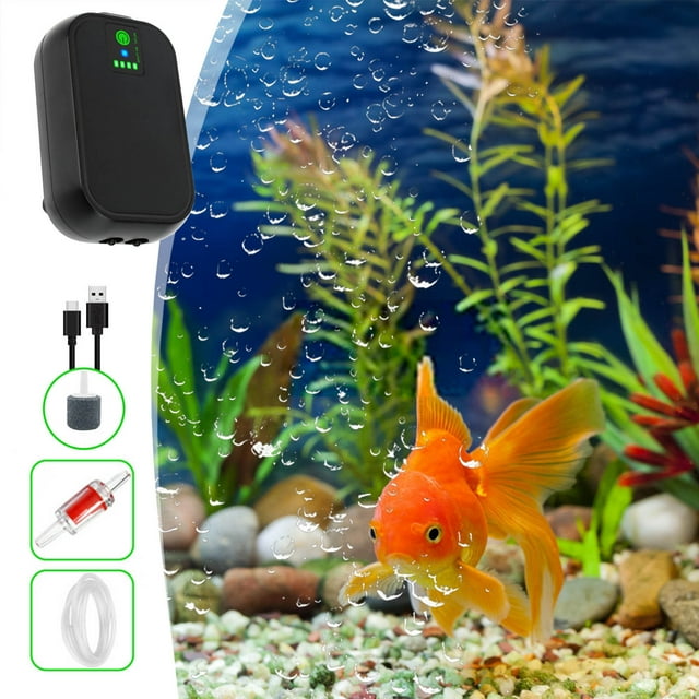 Xihbxyly Bomba de Oxigenación para Peceras, Diseño Silencioso de Carga Usb, Portátil y Ligera, Esencial para Pesca Al Aire Libre, Ideal para Uso Nocturno, Suministro Eficiente de Oxígeno, Tamaño Comp