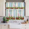 thumbnail image 3 of Kitchen Window Curtains Valance and Tier Set, Spring Easter Rabbit Ears Eggs Rod Pocket Tier Curtain Valance Set, Blue Green White Striped Light Filtering Cafe Curtains for Bedroom Living Room, 3 of 9