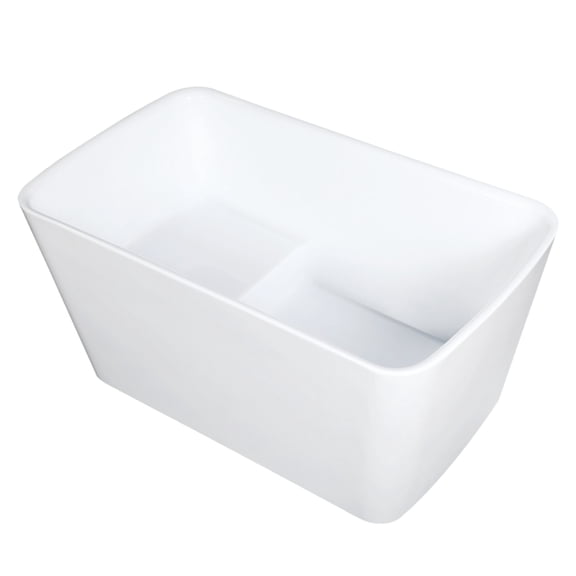 Kingston Brass VTSQ513226S 51-Inch Acrylic Rectangular Double Ended Freestanding Tub with Drain and Integrated Seat in Glossy White