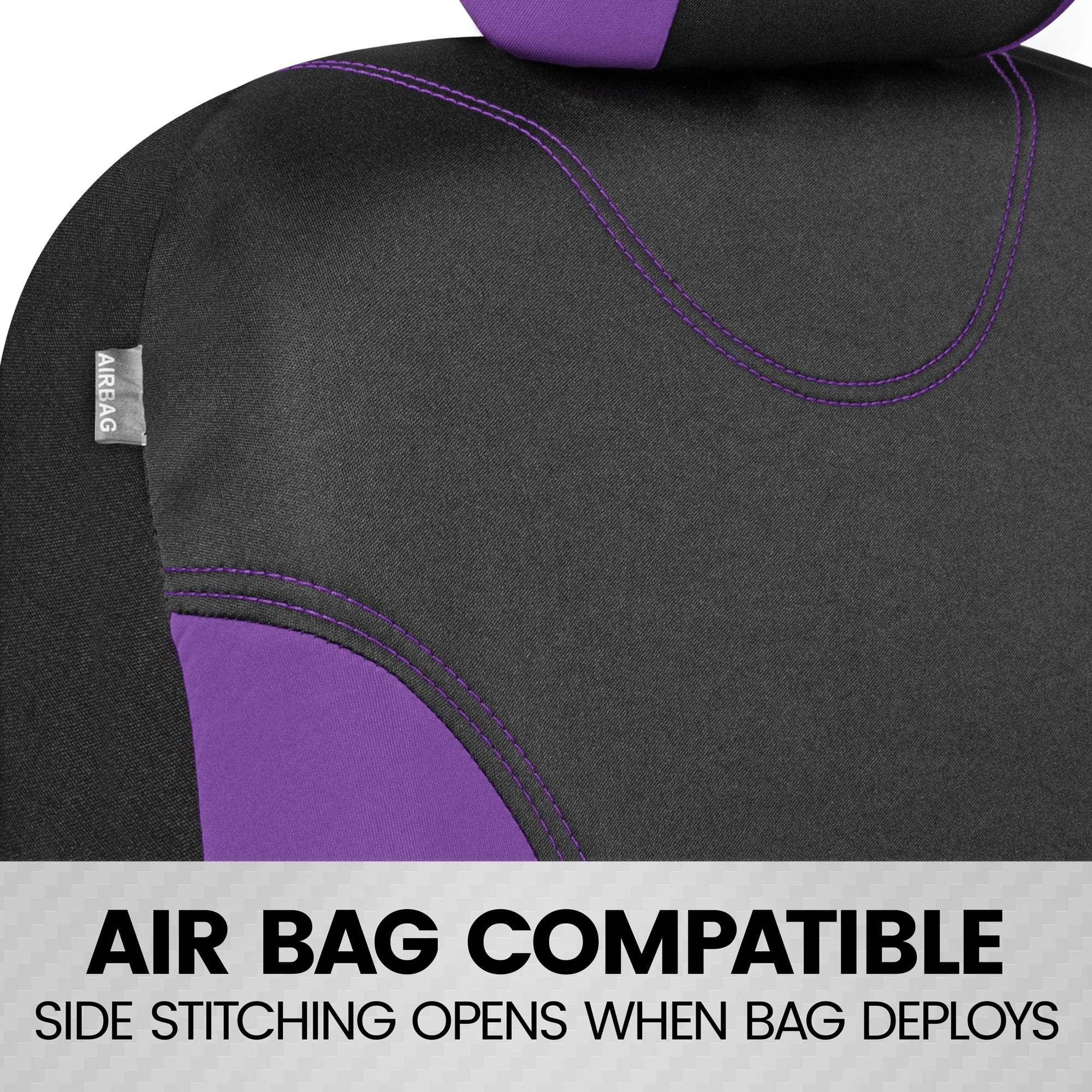 BDK UltraSleek Purple Seat Covers for Cars Full Set, Two-Tone Front Seat Covers with Matching Back Seat Cover, Stylish Car Seat Covers with Split Bench Design, Automotive Interior Covers