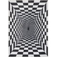 thumbnail image 2 of Well Woven Apollo Warp Hole Modern Checkered Black Ivory Printed Distressed Machine Washable 3'3" x 5' Area Rug, 2 of 5