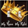 thumbnail image 1 of Metal Light Switch Plate Outlet Cover (My Room My Rules Crown Tilted - Double Toggle), 1 of 2
