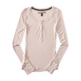 thumbnail image 1 of Camiseta henley acanalada Aeropostale para mujer rosa extragrande, 1 of 2