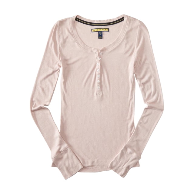 Camiseta henley acanalada Aeropostale para mujer rosa extragrande