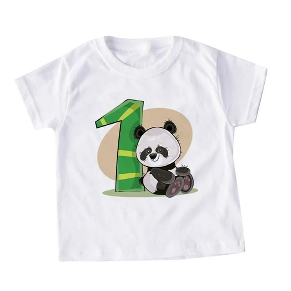 Xudanell Toddler Boy Shirts 1 Year Old Child Birthday Printed Short Sleeve White Shirt Boys