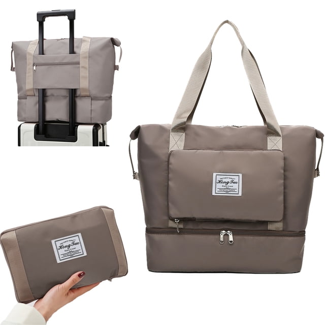 Bolsa de gimnasio grande con compartimento para zapatos - Bolsa deportiva de 40L para hombres y mujeres, bolsa de viaje resistente al agua con bolsillo húmedo/seco, diseño plegable