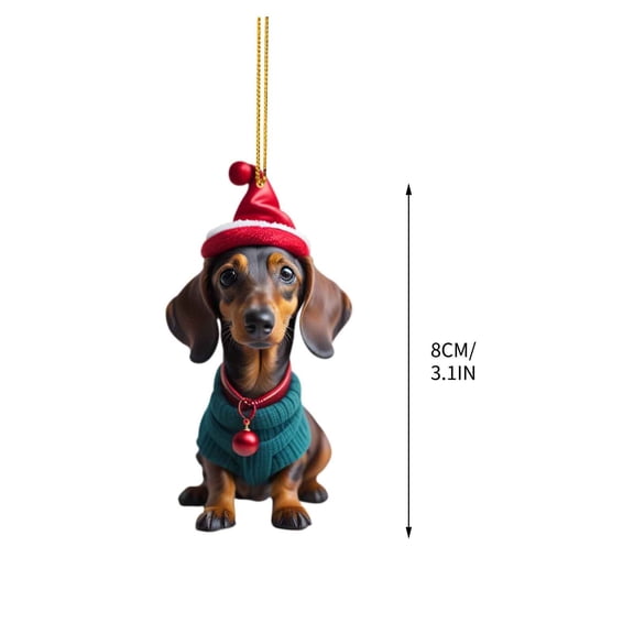 JeashCHAT Dachshund Christmas Ornament for Christmas Tree Decorations, Cute Dachshund Hanging Figurines Christmas Tree Ornaments, Christmas Gifts for Dog Lovers