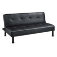 thumbnail image 6 of Aukfa Studio Futon Convertible Sofa Bed, Tufted Back, Leather, Black, 6 of 12