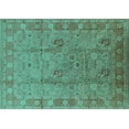 thumbnail image 1 of Ahgly Company Machine Washable Indoor Rectangle Oriental Turquoise Blue Industrial Area Rugs, 5' x 8', 1 of 4