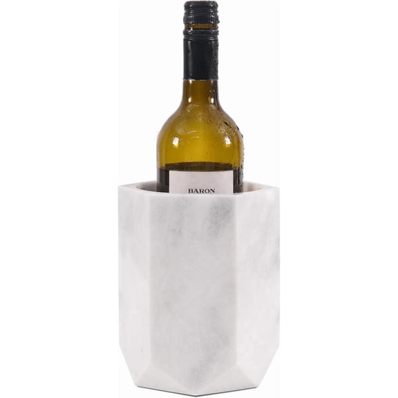 Elborse Marble Wine Chiller Bucket 6.5 inches White Handmade Beverage Cooler and Champagne bucket for Bar Accessories, Ideal Wine Bottle Holder and Small Cooler for Home Decoration