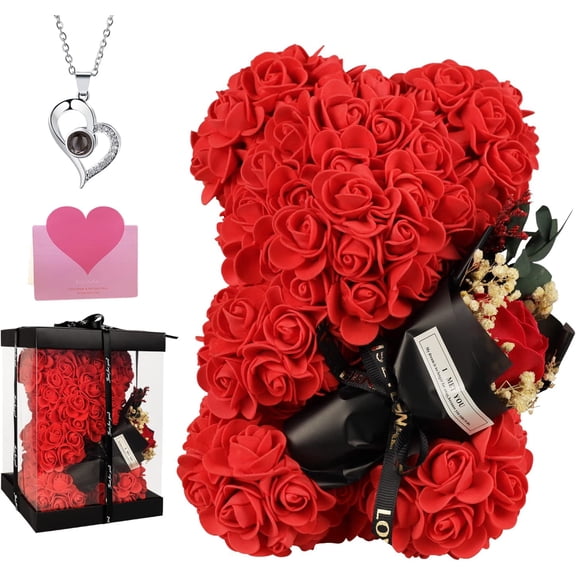Rose Bear Gifts for Women, Rose Teddy Bear Gifts for Girlfriend,Flower Bear Rose Birthday Gifts for Her Wife, Mother Day Flower Bear Gifts for Mum